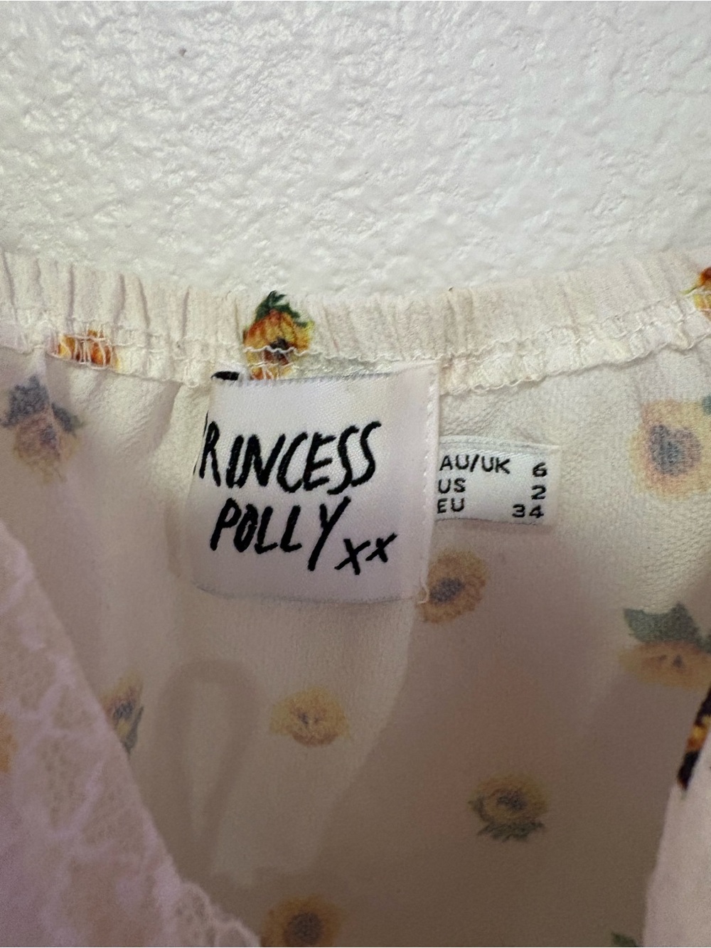 Princess Polly White Sunflower Lace-Trim Tie-Front Cami - Picture 3 of 5